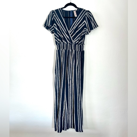 NEW W/ TAG Dolan Left Coast Collection Blue/White Textured Stripe Jumpsuit - XS - Picture 2 of 9